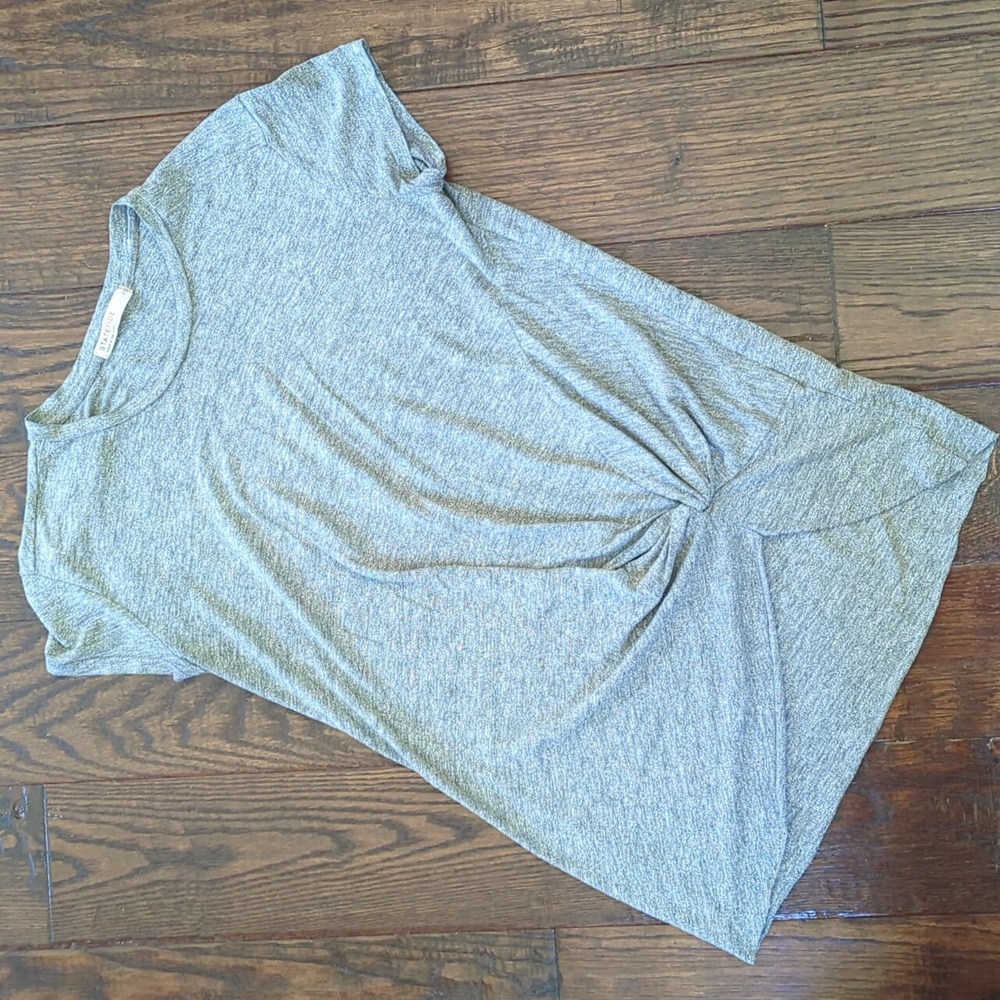 STATESIDE I Heather Gray Cap Short Sleeve Crew Neck Top with Faux Side Knot, XS - Picture 4 of 11